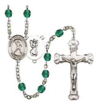 Saint Christopher and Football Rosary with Zircon Beads