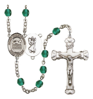 Saint Christopher and Swimming Rosary with Zircon Beads