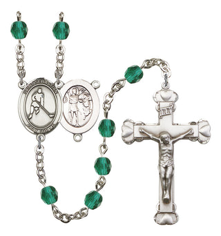 Saint Sebastian and Ice Hockey Rosary with Zircon Beads