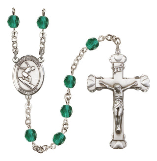Silver-Plated 6mm Saint Sebastian/Surfing Rosary
