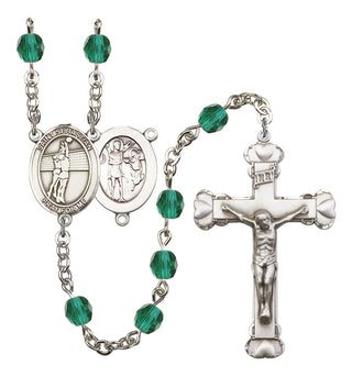 Saint Sebastian and Volleyball Rosary with Zircon Beads