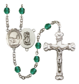 Saint Christopher and Fishing Rosary with Zircon Beads