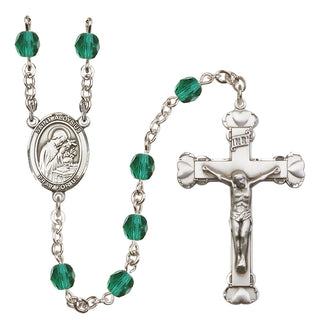 Silver Plated 6mm Fire Polished Saint Aloysius Gonzaga Rosary in Zircon