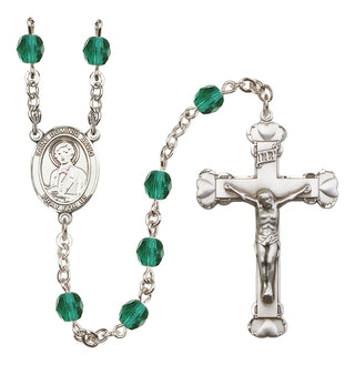 Silver Plated 6mm Fire Polished Saint Dominic Savio Rosary in Zircon