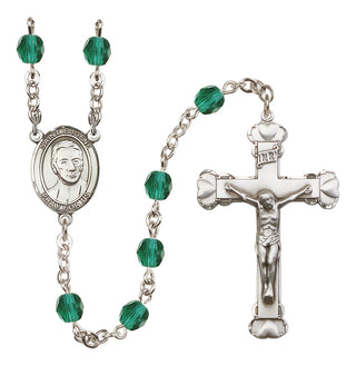Silver Plated 6mm Fire Polished Saint Eugene de Mazenod Rosary in Zircon