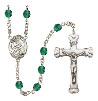 Silver Plated 6mm Fire Polished Saint Perpetua Rosary in Zircon