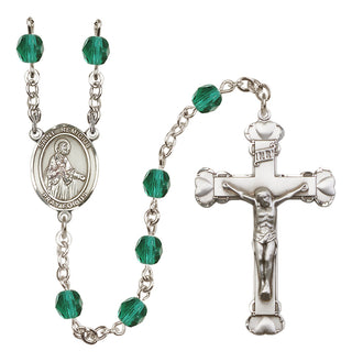 Silver Plated 6mm Fire Polished Saint Remigius of Reims Rosary in Zircon