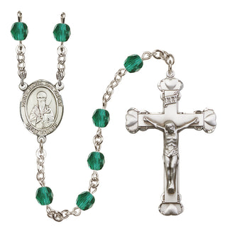 Silver Plated 6mm Fire Polished Saint Basil the Great Rosary in Zircon