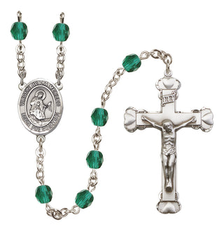 Silver Plated 6mm Fire Polished Virgen de la Merced Rosary in Zircon