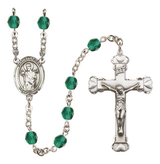 Silver-Plated 6mm Saint Aedan of Ferns  Engraved Catholic Rosaries