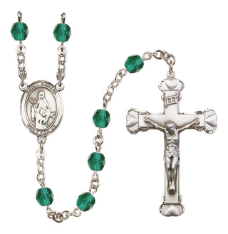 Silver Plated 6mm Fire Polished Saint Amelia Rosary in Zircon