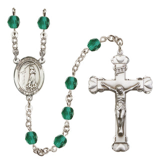 Silver Plated 6mm Fire Polished Saint Zoe of Rome Rosary in Zircon