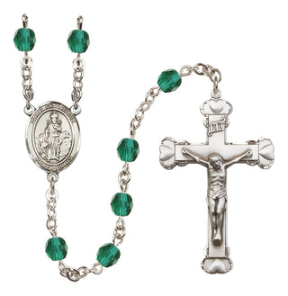 Silver-Plated 6mm Saint Cornelius  Engraved Catholic Rosaries
