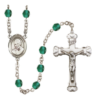 Silver-Plated 6mm Saint Luigi Orione  Engraved Catholic Rosaries