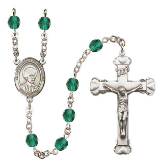 Silver Plated 6mm Fire Polished Saint Louis Marie de Montfort Rosary in Zircon