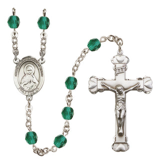 Silver Plated 6mm Fire Polished Immaculate Heart of Mary Rosary in Zircon