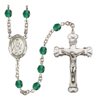 Silver Plated 6mm Fire Polished Saint John Chrysostom Rosary in Zircon