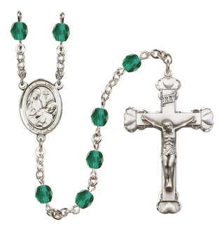 Silver Plated 6mm Fire Polished Saint Fina Rosary in Zircon