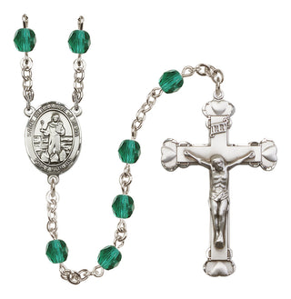 Silver Plated 6mm Fire Polished Saint Bernadine of Sienna Rosary in Zircon