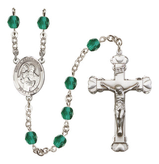 Silver Plated 6mm Fire Polished Saints Peter & Paul Rosary in Zircon