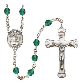 Silver Plated 6mm Fire Polished Saint Maron Rosary in Zircon
