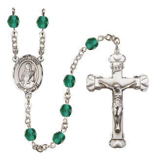 Silver-Plated 6mm Saint Lucy  Engraved Catholic Rosaries