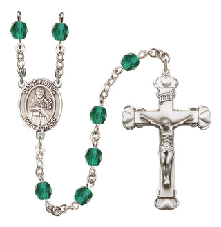 Silver Plated 6mm Fire Polished Saint Fidelis Rosary in Zircon
