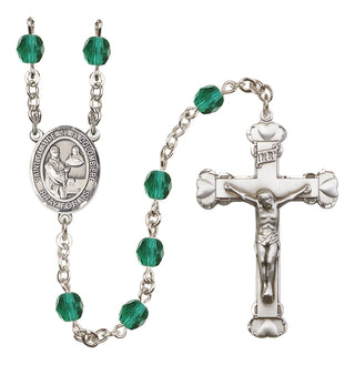 Silver-Plated 6mm Saint Claude de la Colombiere  Engraved Catholic Rosaries