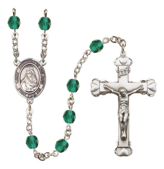 Silver Plated 6mm Fire Polished Saint Jadwiga of Poland Rosary in Zircon