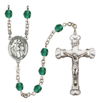 Silver Plated 6mm Fire Polished Guardian Angel w/Children Rosary in Zircon