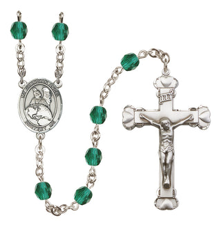 Silver Plated 6mm Fire Polished Guardian Angel Protector Rosary in Zircon