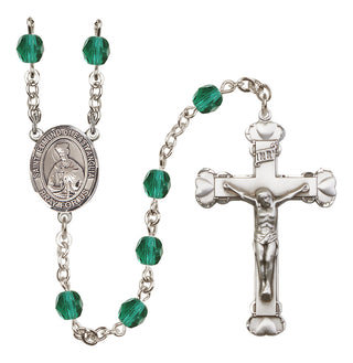 Silver Plated 6mm Fire Polished Saint Edmund of East Anglia Rosary in Zircon