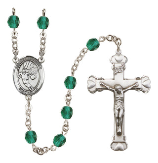Silver-Plated 6mm Saint Christopher/Basketball Rosary
