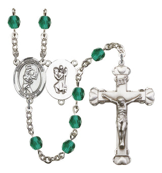 Saint Christopher and Softball Rosary with Zircon Beads