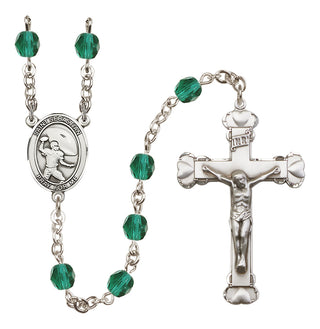 Silver-Plated 6mm Saint Sebastian / Football Rosary