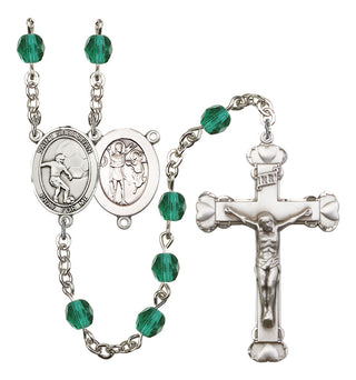 Saint Sebastian and Soccer Rosary with Zircon Beads