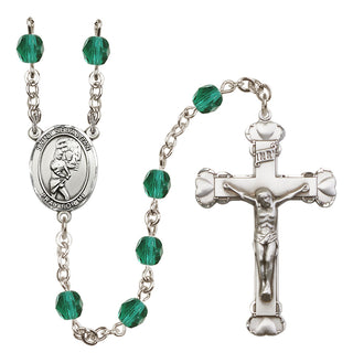Silver-Plated 6mm Saint Sebastian/Softball Rosary