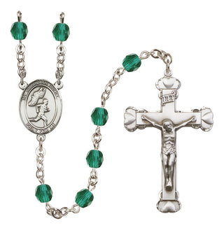 Silver-Plated 6mm Guardian Angel/Track&Field-Men Rosary