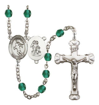 Guardian Angel and Track&Field Rosary with Zircon Beads