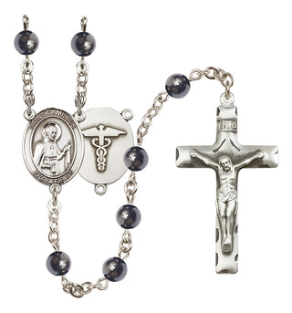 Silver-Plated 6mm Saint Camillus of Lellis / Nurse Rosary