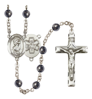 Silver-Plated 6mm Saint Christopher / EMT Rosary