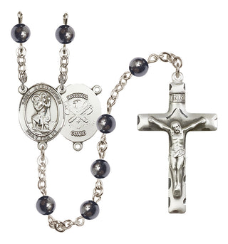 Silver-Plated 6mm Saint Christopher / Nat'l Guard Rosary
