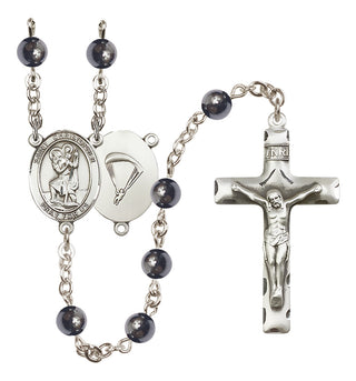Silver-Plated 6mm Saint Christopher / Paratrooper Rosary