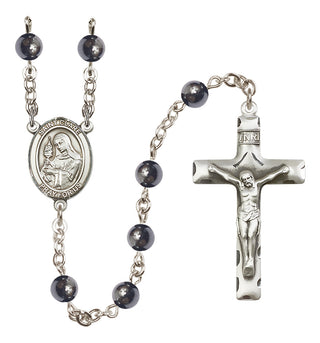 Silver-Plated 6mm Saint Clare of Assisi  Engraved Catholic Rosaries