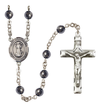 Silver Plated 6mm Hematite San Francis Rosary