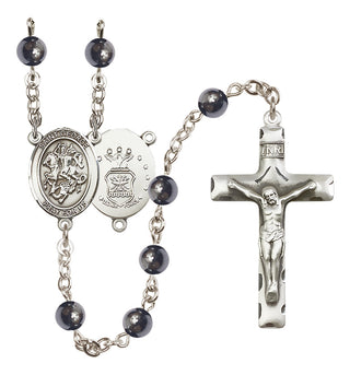 Silver-Plated 6mm Saint George / Air Force Rosary