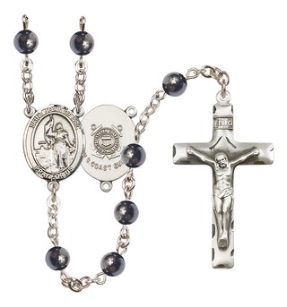 Silver-Plated 6mm Saint Joan of Arc /Coast Guard Rosary