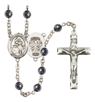 Silver-Plated 6mm Saint Joan of Arc / Nat'l Guard Rosary