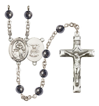 Silver-Plated 6mm Saint Joan of Arc / Navy Rosary