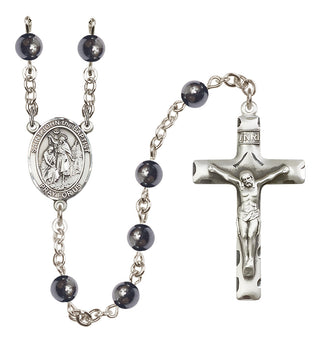 Silver-Plated 6mm Saint John the Baptist  Engraved Catholic Rosaries